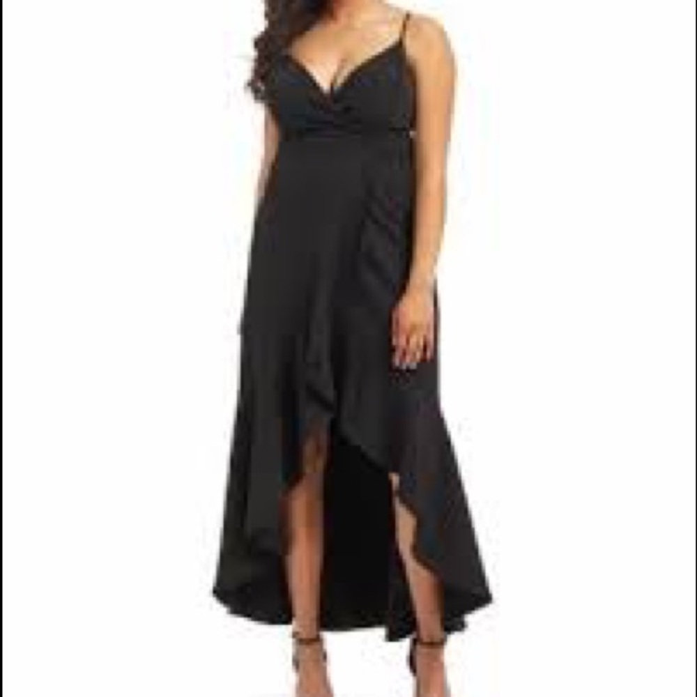 Laundry by Shelli Segal BLACK Dress Hi-Low Ruffled